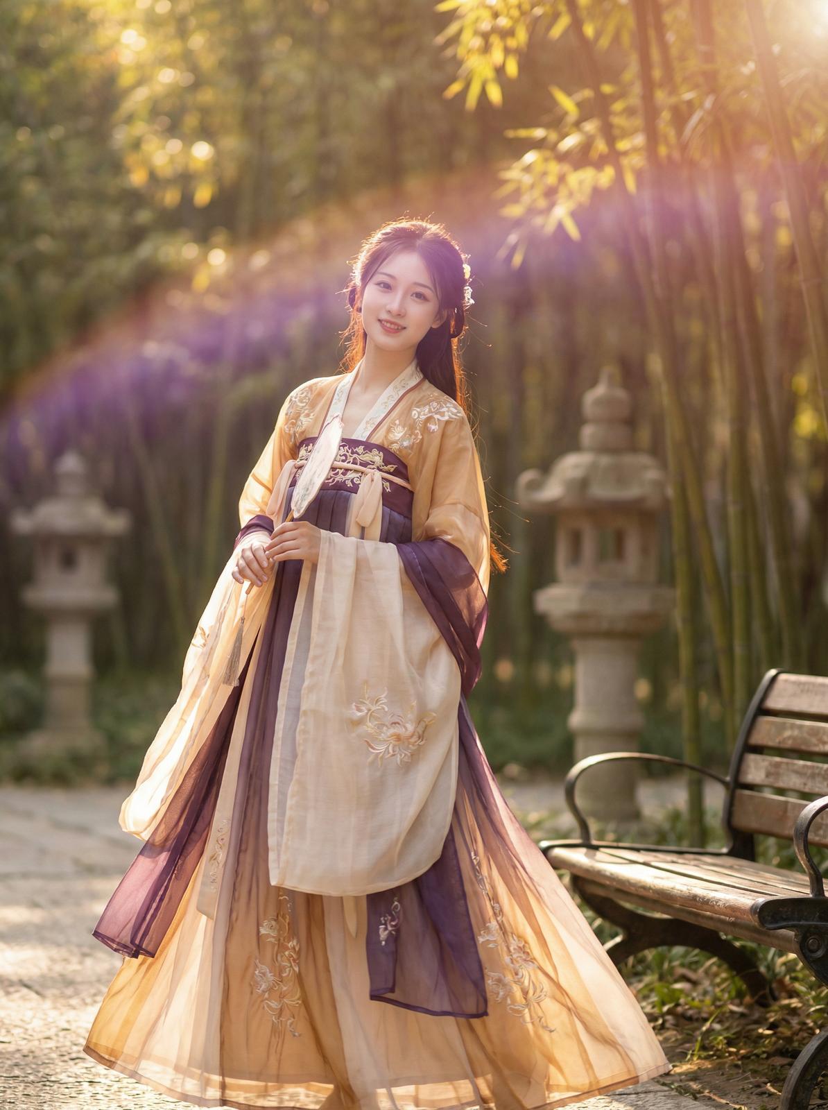 学生情侣古风汉服传媒拍摄